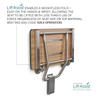 18" x 15" Teak Folding Wall Mount Shower Seat Bench, ADA Compliant view 4