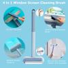 2024 New 4 in 1 Window Screen Cleaning Brush with Handle, Wet and Dry Window Cleaner with Squeege, Dog and Cat Hair Remover, Suitable for Furniture, Carpet, Clothes, Bedding, Window Screen view 2