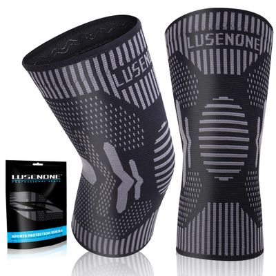 2 Pack Knee Support for Women/Men, Knee Brace Compression Sleeve Support for Arthritis,Knee Pain Relief,Meniscus Tear,ACL,MCL,Joint Pain, Ligament Injury,Tendonitis,Running,Gym,Sports, Black L