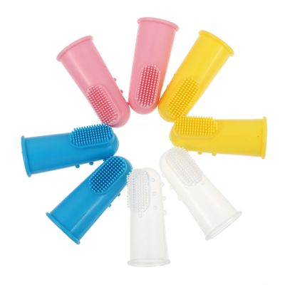 SEWOART Toddler Finger Toothbrush Infant Finger Toothbrush 4Pcs Silicone Soft Oral Care Brush Easy to Clean Easy to Store for Home and Travel Baby Dental Care