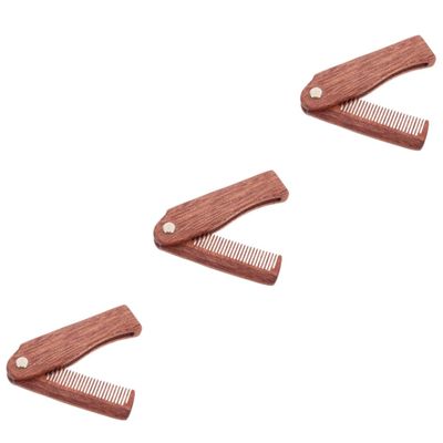 Healeved 3pcs Portable Beard Comb Folding Hair Comb for Daily Use at Home Travel for Moustache Grooming and Hair Styling
