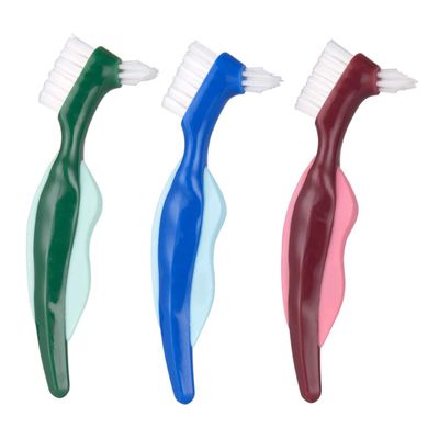 BCOATH False Teeth Cleaner Double-Sided Brush with Ergonomic Grip and Dual-Head Design for Efficient Denture Surface Cleaning in Home Use
