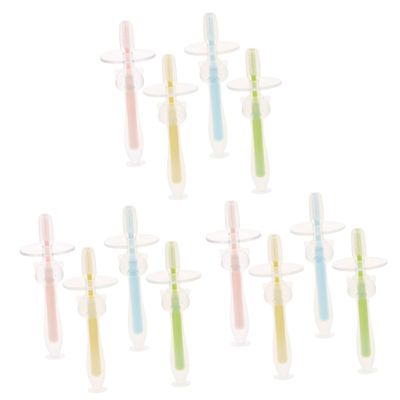 Healvian 12pcs Toothbrushes Boy Girl Training Silicone Toothbrushes Suction Base for Boy Girl