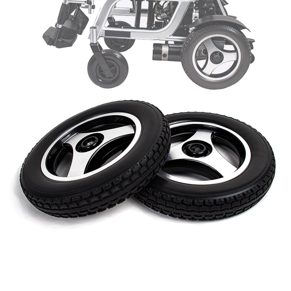 12in Wheel Replacement for Wheelchairs Walker Rollator 1 Pair, 12 1/2  2 1/4 Wheelchair Rear Wheel Assembly, Solid Rubber Tire