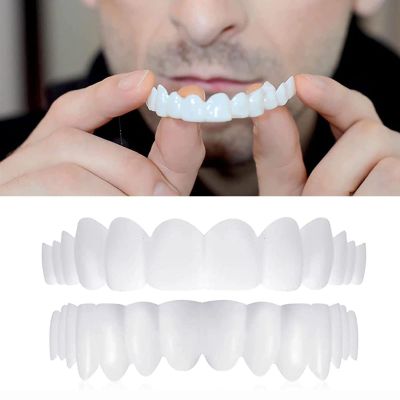 Flipped Warmth 2 Pairs Instant Veneers Dentures, Snap on Veneers Teeth,Clip in Veneers Teeth,Clip on Veneers Top And Bottom, Adjustable Fake Teeth Veneer for Women Men