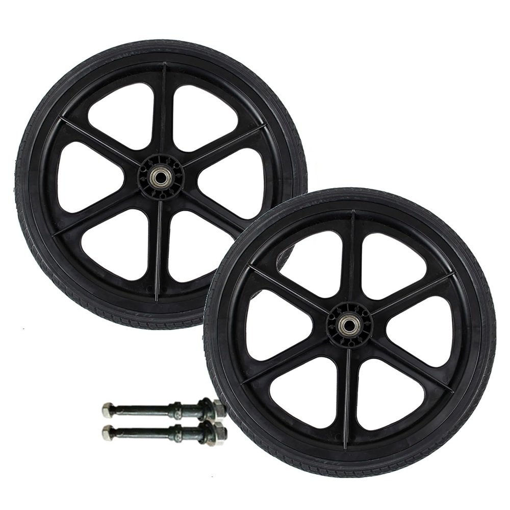 16 Inch Wheelchair Rear Wheels Assembly, 16 * 1.75, Manual Wheelchair Replacement Parts, Non Inflatable Wheelchair Accessories(Black)