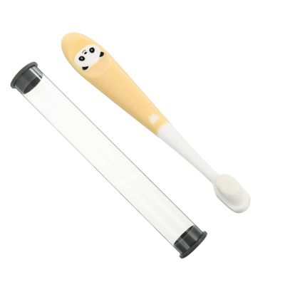 COLLBATH Soft Toothbrush for Kids with Non-Slip Handle and Comfortable Grip, Yellow Manual Toothbrush for Children Aged 2-12, Includes Storage Bucket, for Daily Oral Care