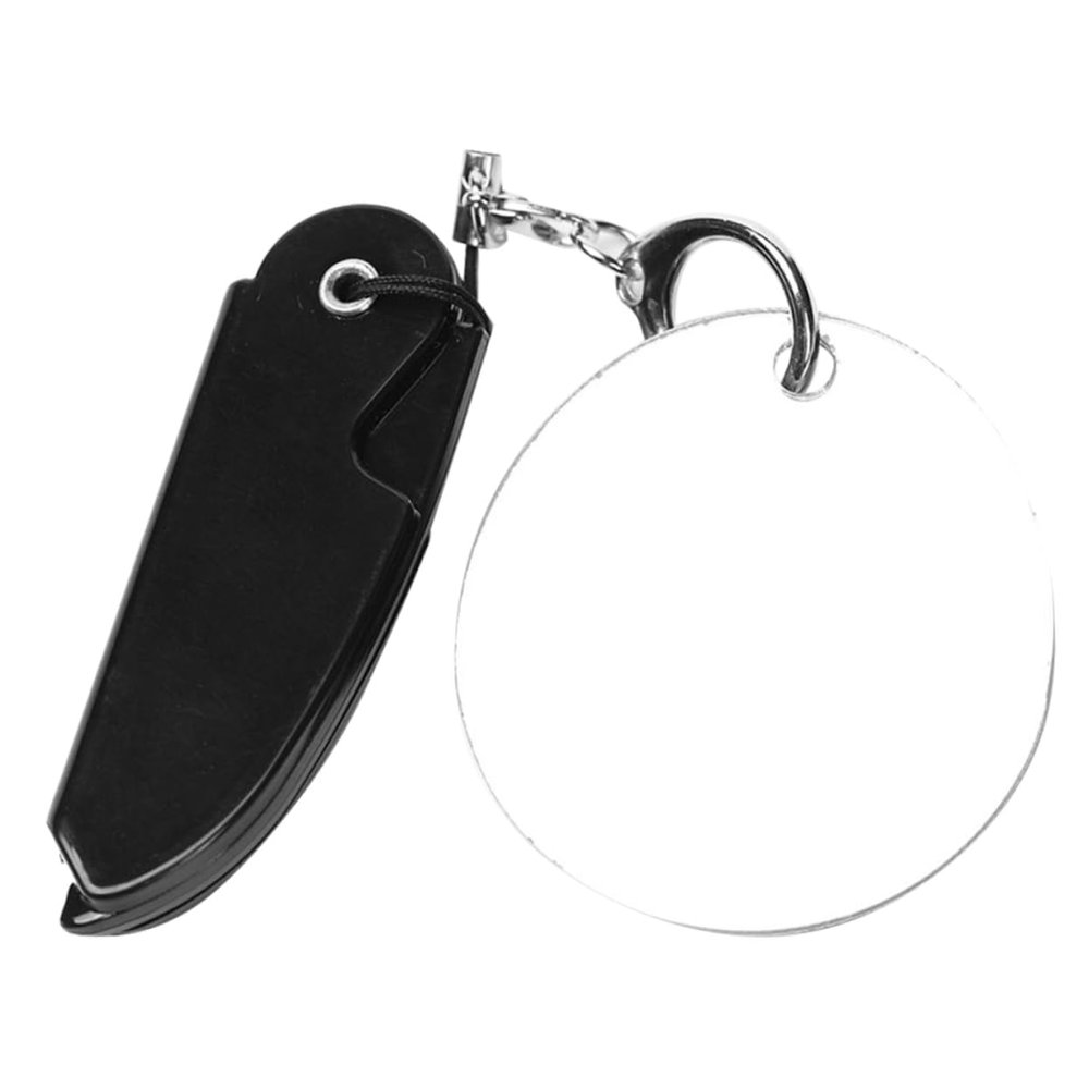 Healeved Folding Beard Comb and Pocket Comb Set with Oval Mirror for Men Small Portable Foldable Keyring for Travel and Grooming