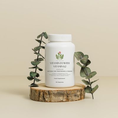 Ana Hatler Vitamin D3 with Vitamin K2 Food Supplement - 90 Capsules for Bone & Heart Health Healthcare Edible
