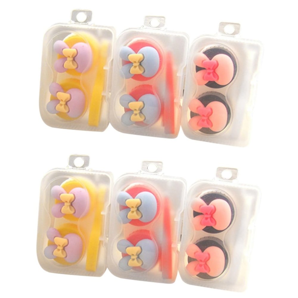 Healvian 6pcs Cute Shape Case Holder Small Storage Box Clamshell Design Safe for Eye Lenses Random Color