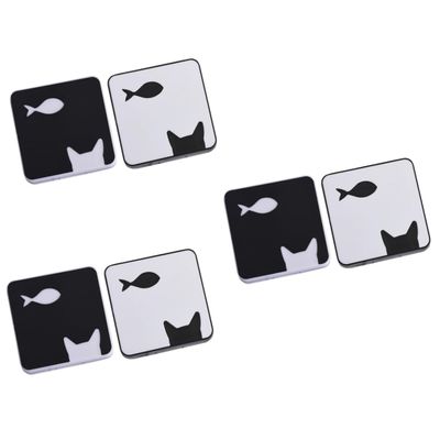 Healvian 6pcs Cat Fish Pattern Lenses Container Case Storage Box for Women Compact Travel Mirror Included
