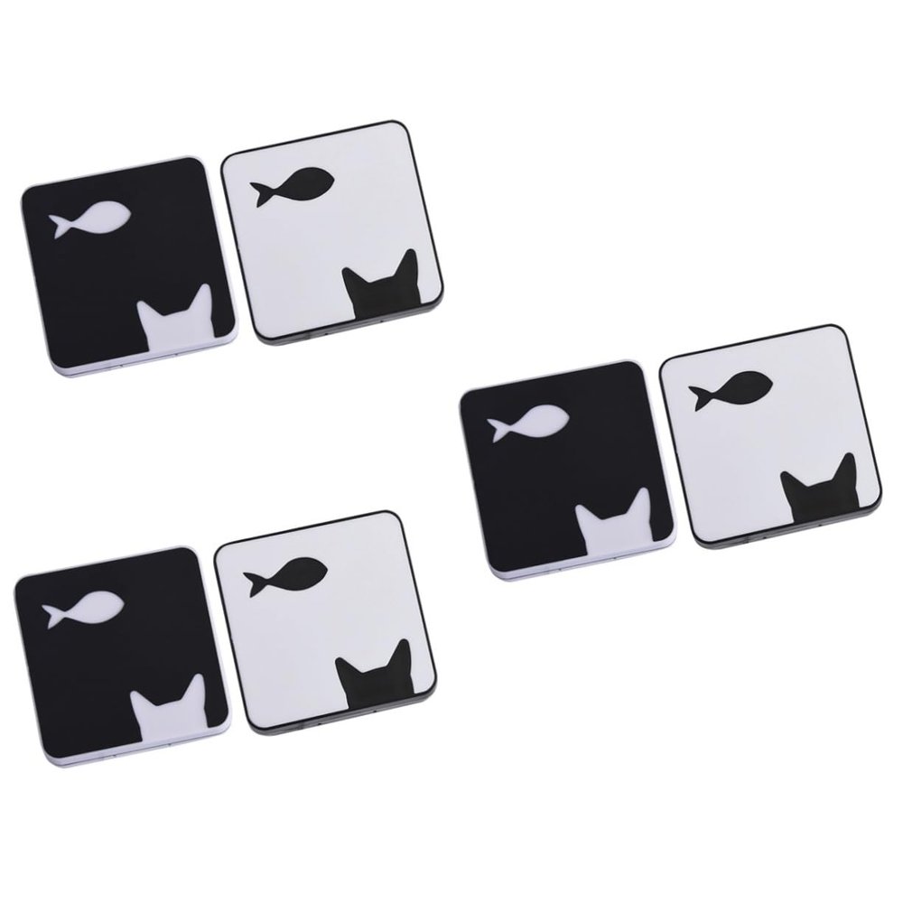 Healvian 6pcs Cat Fish Pattern Lenses Container Case Storage Box for Women Compact Travel Mirror Included