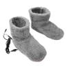 Healvian 1pair USB Heated Plush Shoes Electric Foot Warmer Booties Boot Shape Design Fast Heating Rechargeable Winter Shoes for Bed and Desk Grey view 1