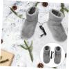 Healvian 1pair USB Heated Plush Shoes Electric Foot Warmer Booties Boot Shape Design Fast Heating Rechargeable Winter Shoes for Bed and Desk Grey view 4