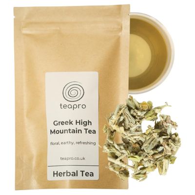 Teapro Greek Mountain Tea 100g | Ironwort Tea Loose Leaf | Caffeine-Free Greek Herbal Tea with Stimulating & Refreshing Aroma | Mursal Tea | Premium 100% Pure & Natural Sideritis Scardica Infusion