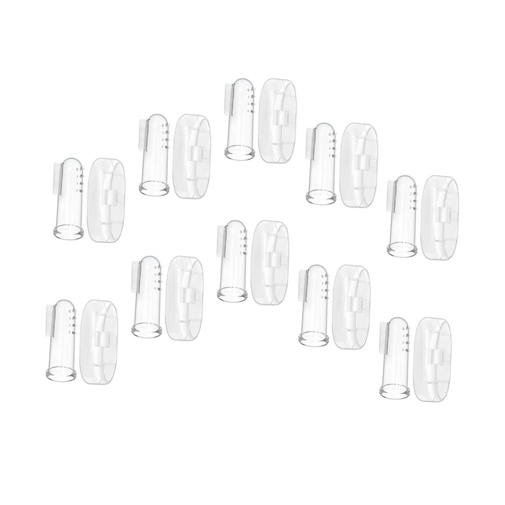 BCOATH 10sets Boy Girl Finger Toothbrush Teething Brush Soft Silicone Safe for Chewing Oral Massager for Toddlers Ergonomic Shape