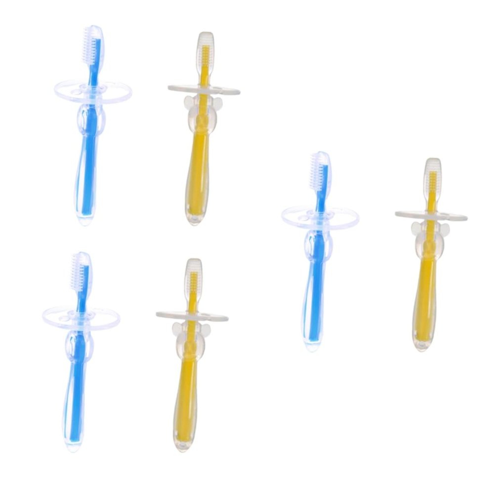Hoement 3sets Silicone Training Toothbrush for Boys and Girls S-Shaped Baby Toothbrush Umbrella Brush for First Tooth Cleaning 2pcs*3