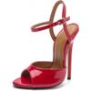 SPONYBORTY Sexy Peep Toe Sandals 14 cm Stiletto Fetish High Heels Wedding Dress Pumps Fashion Stripper Night Club Shoes ladies/red/47EU view 1