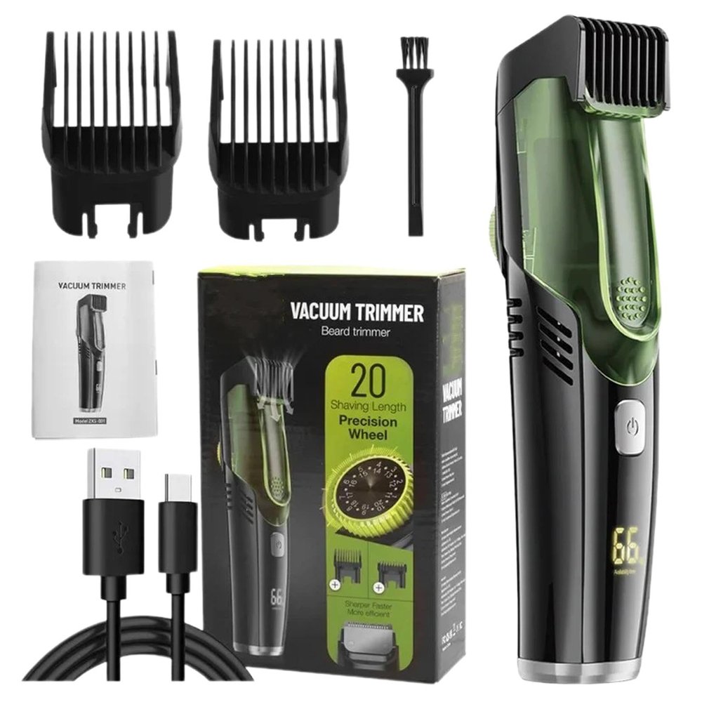 Generico Vacuum Beard Trimmer, Waterproof & Portable, Facial Hair Trimmer, IPX6 Waterproof, Rechargeable, Men's Beard Clipper