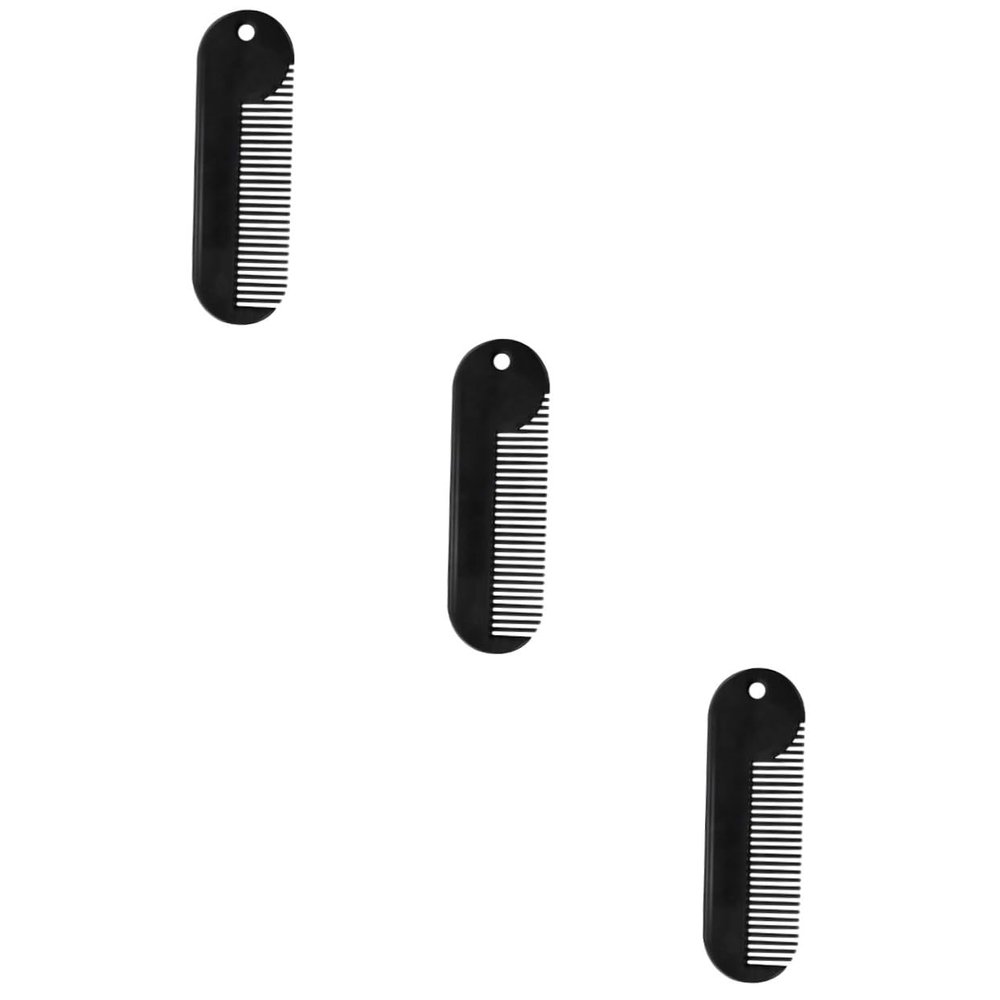 TOVINANNA 3pcs Zinc Alloy Portable Hair Comb Sturdy Beard Styling Tool Compact Design for for Men Grooming for Neck Cheek Jaw Line Styling Black