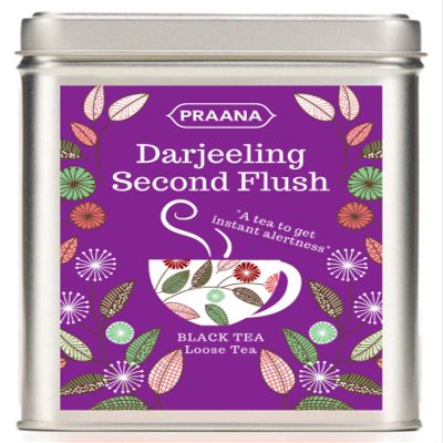PRAANA TEA Darjeeling 2nd Flush Tea Gift Tin, 100 g