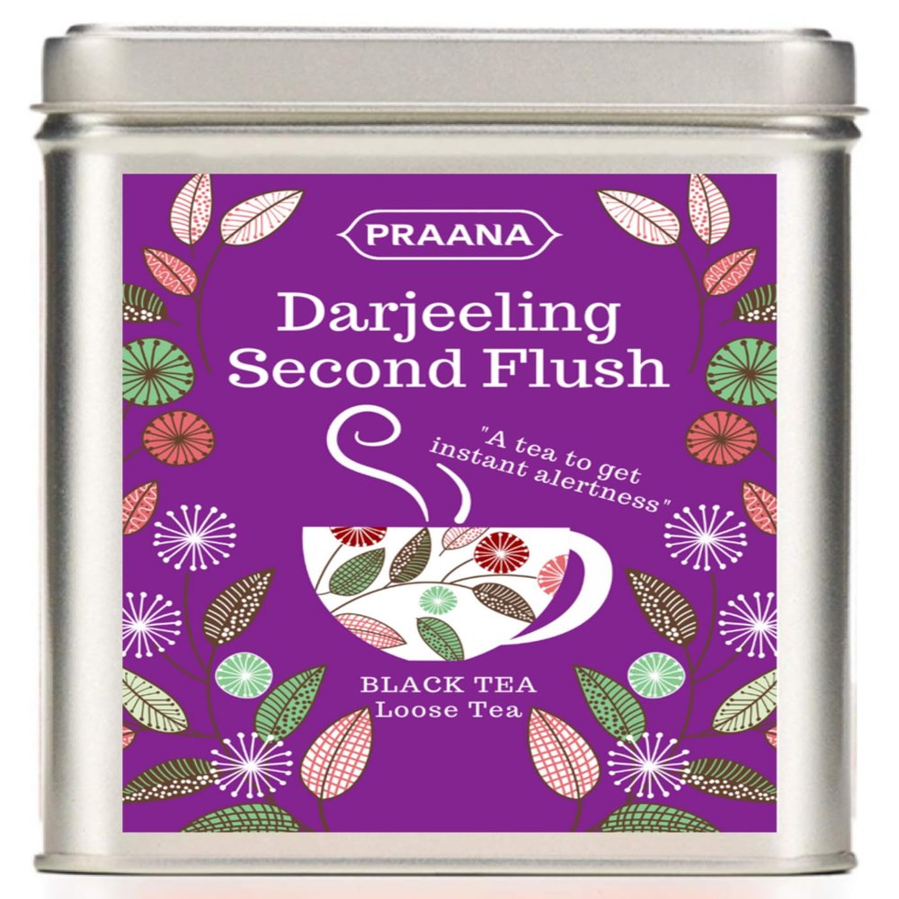 PRAANA TEA Darjeeling 2nd Flush Tea Gift Tin, 100 g