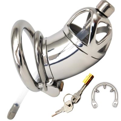 Chastity Cage Cockcage Stainless Steel Dilator Pennis Cage with Dilator Chastity Belt for Men Smooth Surface Made of Stainless Steel with Removable Urethral Dilator(50mm)