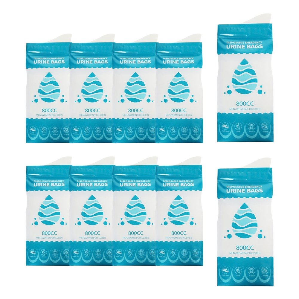 Umiocns Urine Bags for Travel - 10X Leakproof Portable Pee Bags with Sealing Zipper | 800ML Outdoor Toilet Built in Absorbent Pad, Ergonomic Vomit Bags for Pregnant, Patient