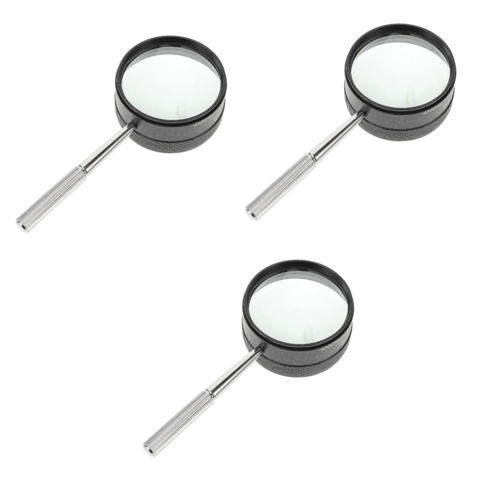 Healvian 3pcs Magnification Full-metal Identification Magnifying Glass Lens Handle Optical Lens for Jewelry Identification