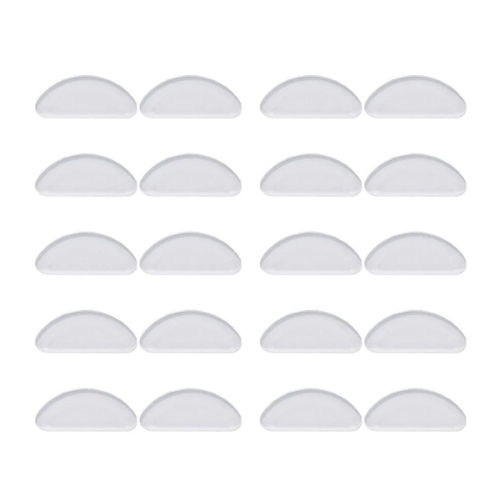 10 Pair Nose Pad Glasses Non-Slip Silicone Nose Support Eyeglass D Shaped Pads Accessory, Transparent