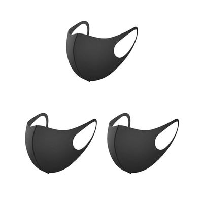 Timcryxient 3 set Women Men 3-layer Sponge Face Mask Anti-dust Anti-haze Reusable Breathable Unisex Mouth Mask black