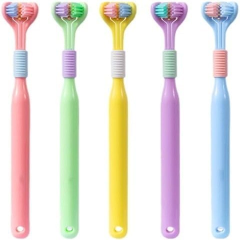 2 Pcs Random Color Three-Sided Soft Hair Toothbrush, Effective Wrap-Around Design,Brush Three Sides at Once Tooth,Deeply and Thoroughly to Clean Teeth and Gums, Manual Toothbrushes and Accessories