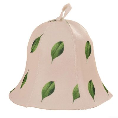 Besttoolifes Sauna Hat, Sauna Hat Cap For Women And Men, Comfortable And Breathable Head for PROTECTION For Sauna, 100% Natural Felt Sauna Accessories(green leaves)