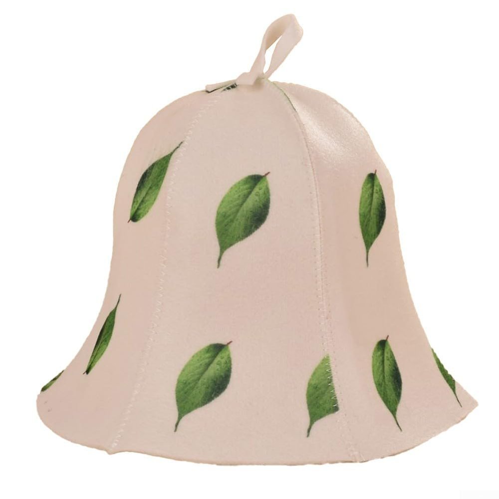 Besttoolifes Sauna Hat, Sauna Hat Cap For Women And Men, Comfortable And Breathable Head for PROTECTION For Sauna, 100% Natural Felt Sauna Accessories(green leaves)
