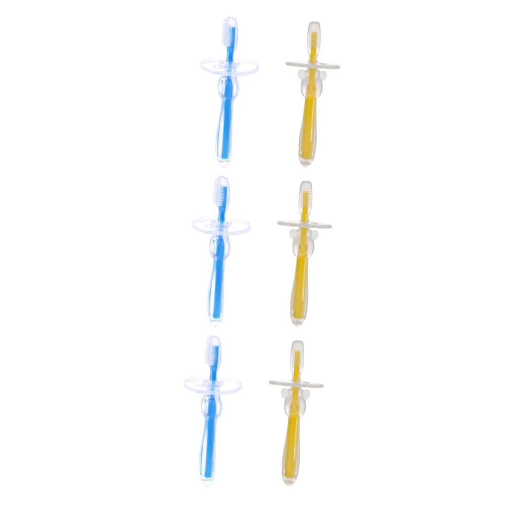 Anneome 6pcs Toothbrush First Brush Silicone Bristle Training Brush Umbrella-Shaped