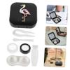 SEWOART Flamingo Rhinestone Case Lens Holder Small Travel Case for Eyes Lens Organizer view 4