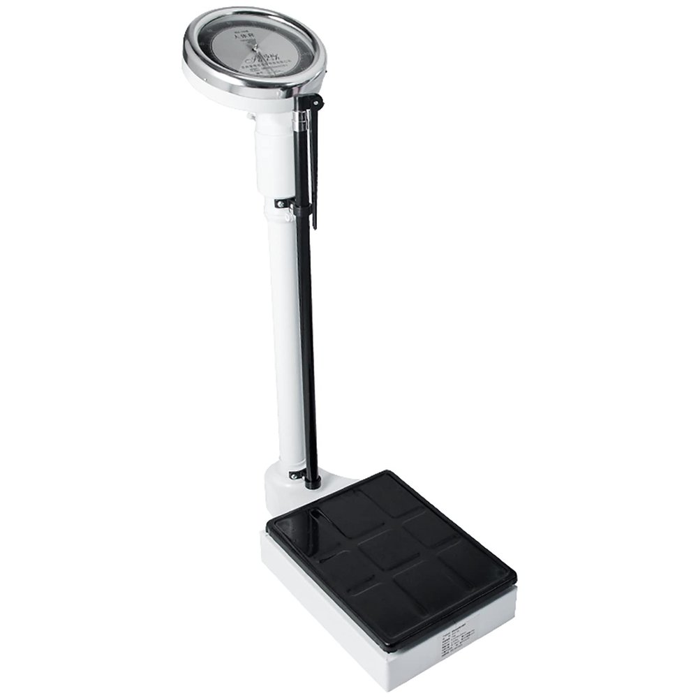 Adjustable Height Rod Bathroom Scale Mechanical | Oversized Dial Display | Telescopic Pole Weighing Range Easy to Read Height and Weight Scale