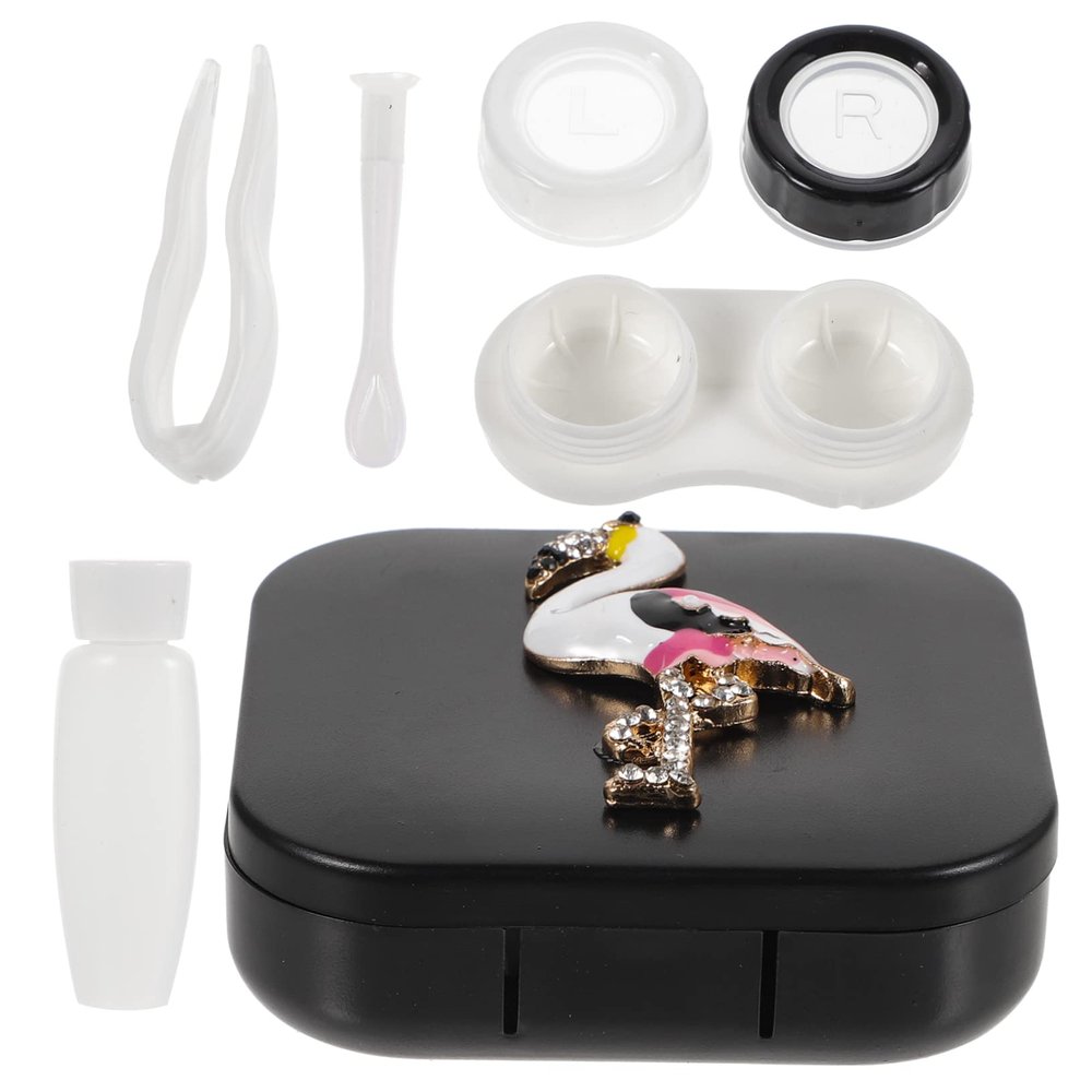 BCOATH 1set Flamingo Case Organizer Portable Makeup Lens Box for Travel Design Dust for