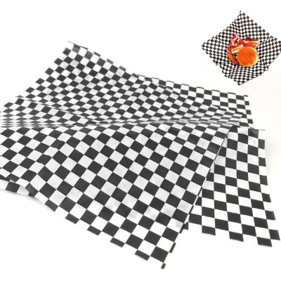 MORAINJAY 100 Checkered Greaseproof Wax Paper for Food, Wrapping Sheets, Waterproof Basket Liners, Oil & Baking Paper (30x30cm)