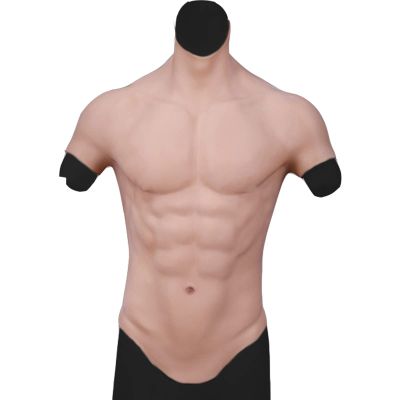 XRSMOU Realistic Muscle Chest, Fake Muscle Costume, Silicone Fake Chest Muscle Vest,for Role Play, Crossdresser, Transgender Men