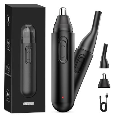 Nose Hair Trimmer for Men Rechargeable: 2024 Upgrade Nose Trimmer Painless Dual Edge Blades IPX7 Waterproof Eyebrow & Facial Hair Trimmer for Men for Easy Cleansing, Black
