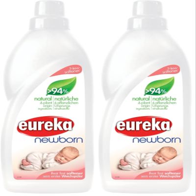 Eureka Newborn Fabric Softener for Newborn Clothes with 94% Natural and Plant Origin Ingredients, 1L (Pack of 2)