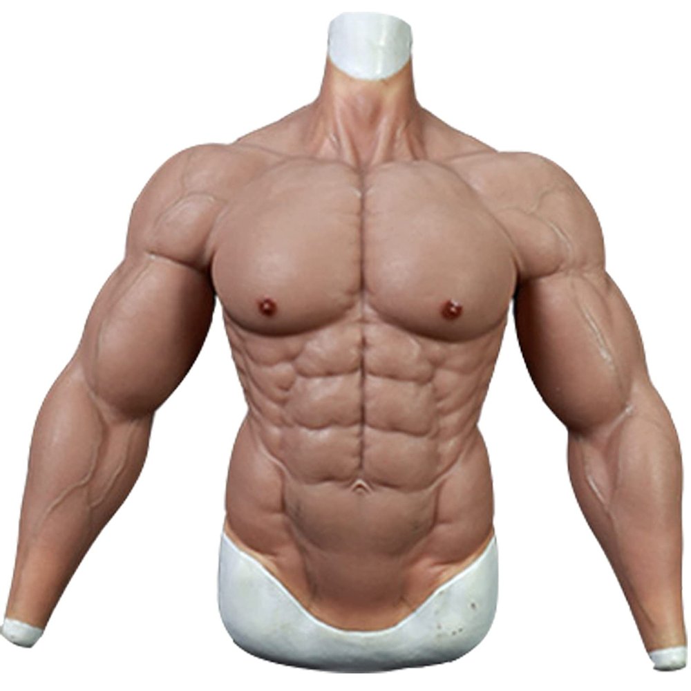 XRSMOU Silicone Male Chest, Soft Fake Muscles, Role Play Halloween Costumes, Half-body Suits,for Parties, Masquerade, Christmas