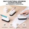 2 Pack Scrub Brush, Scrubbing Cleaning Brushes, Heavy Duty Cleaning Brushes with Handle, for Shower, Bathroom, Carpet, Kitchen and Bathtub Scrubber (Grey) view 2