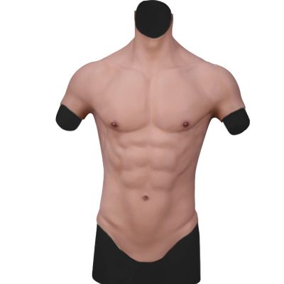 XRSMOU Silicone Male Chest, Fake Muscle Cosplay Halloween Costume, Party Half-body Suit, Masquerade, Christmas