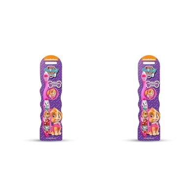 Paw Patrol Kids Toothbrush with Protection Cap, Comfortable Handle and Soft Bristles for Girls Ages 3+ (Pack of 2)
