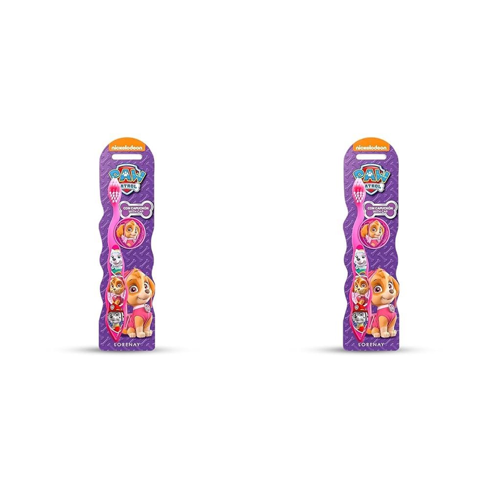 Paw Patrol Kids Toothbrush with Protection Cap, Comfortable Handle and Soft Bristles for Girls Ages 3+ (Pack of 2)