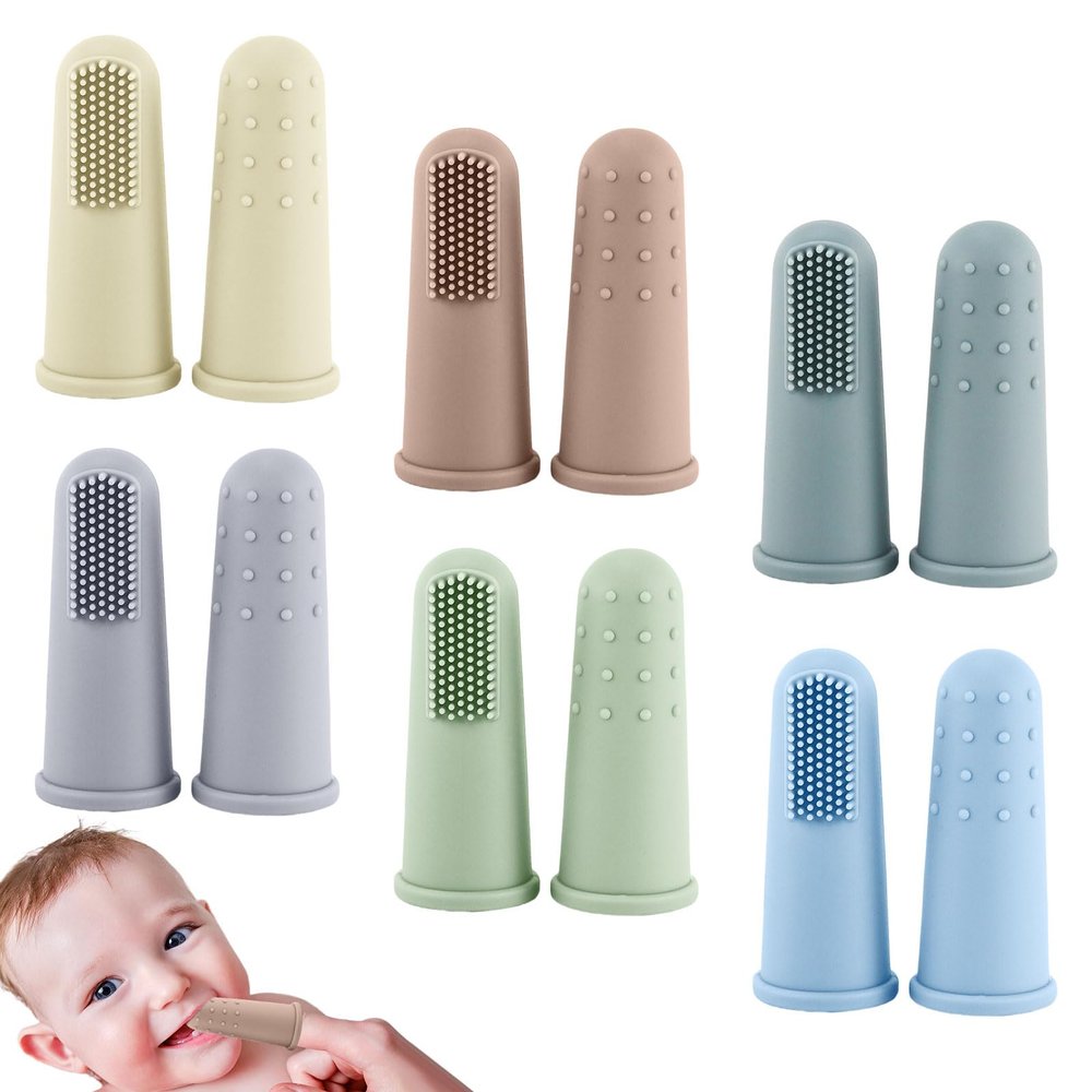 Soft Silicone Finger Toothbrush, 12pcs - Baby & Toddler, 0-2 Years, Teething Relief & Gum Massage