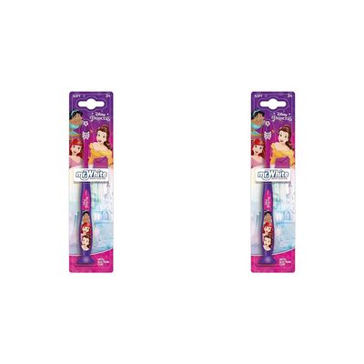 Princess Toothbrush with Protection Cap, Suction Cup, Comfortable Handle and Soft Bristles for Kids (Pack of 2)