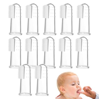12Pcs Silicone Baby Finger Toothbrush, Soft Finger Toothbrush for Teething Relief, Clear Toddler Oral Care
